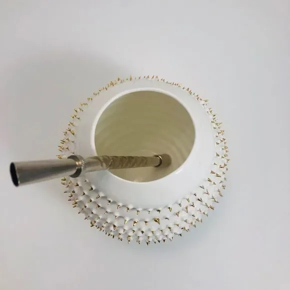 New Handmade Ceramic Yerba Mate Gourd with Straw - Picture 2 of 4